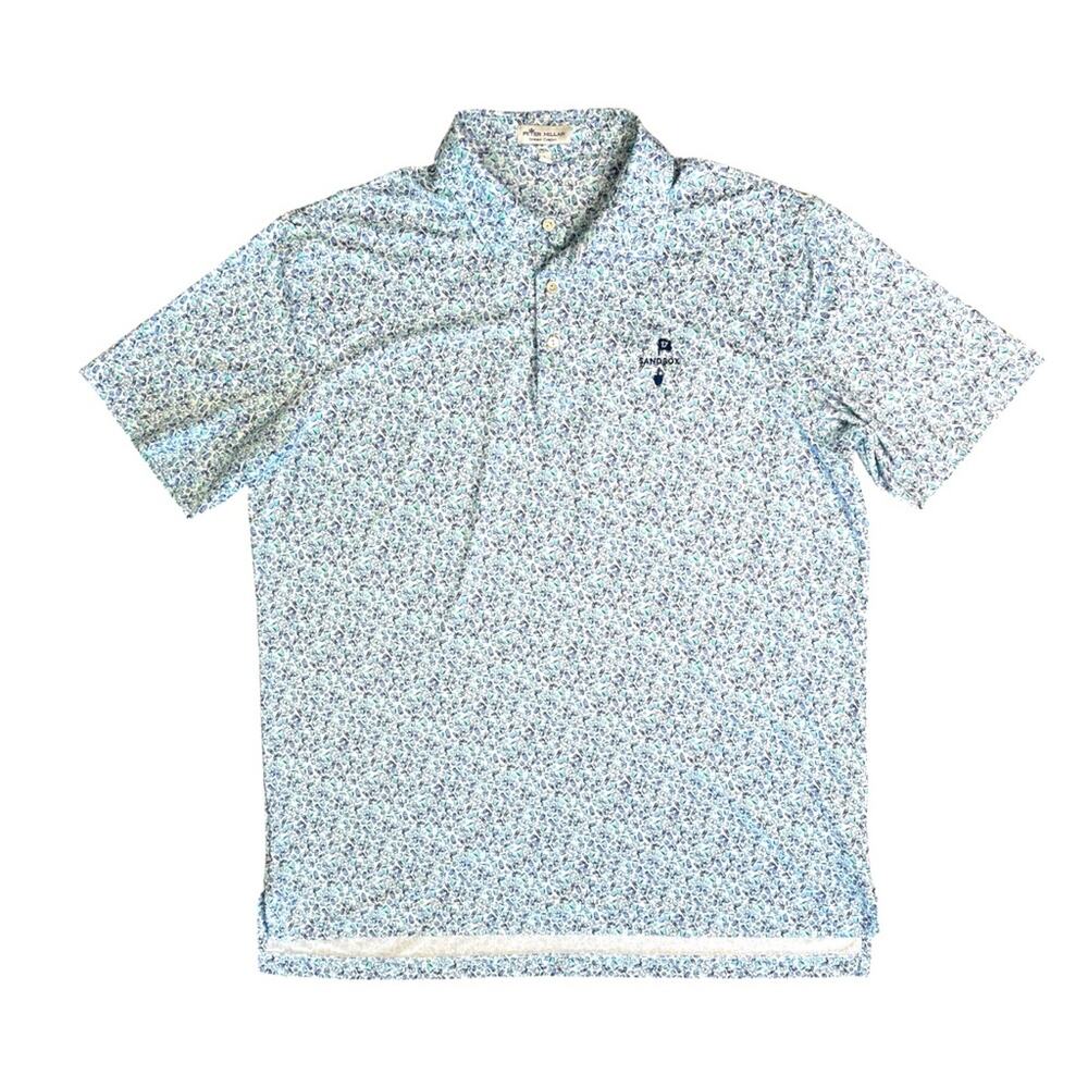 PETER MILLAR Summer Comfort Men’s Light Blue Drink Patterned Golf Polo Shirt